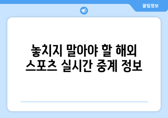 해외 스포츠 중계 및 실시간 중계 안내