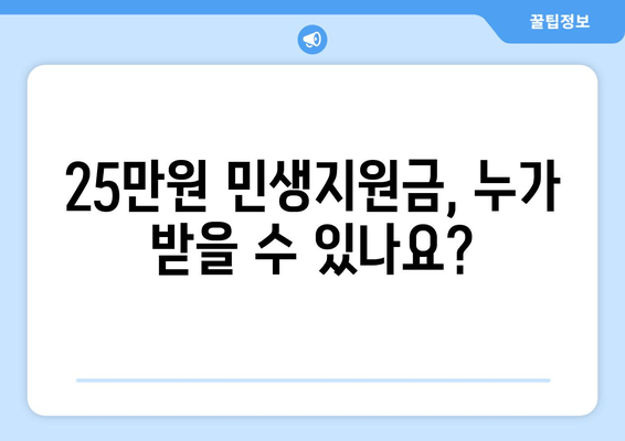 정부에서 제공하는 25만원 민생지원금 신청 방법