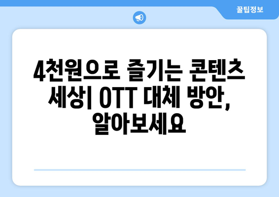 한 달 4,000원의 OTT 대체 방안 소개