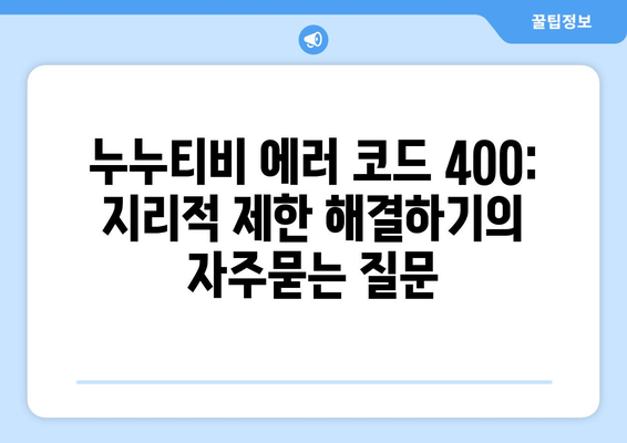 누누티비 에러 코드 400: 지리적 제한 해결하기