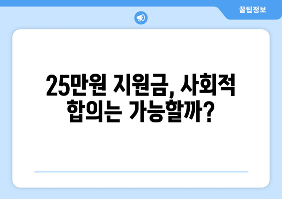 25만원 지원금: 정치적 갈등의 원천인가 국민 화합의 기반인가?