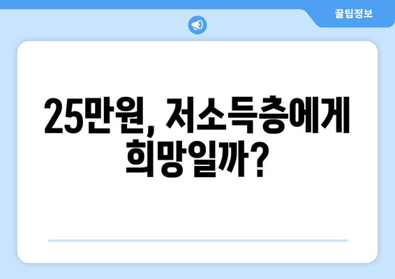 저소득층 지원의 과감한 시도: 25만원 지원금의 찬반 논쟁