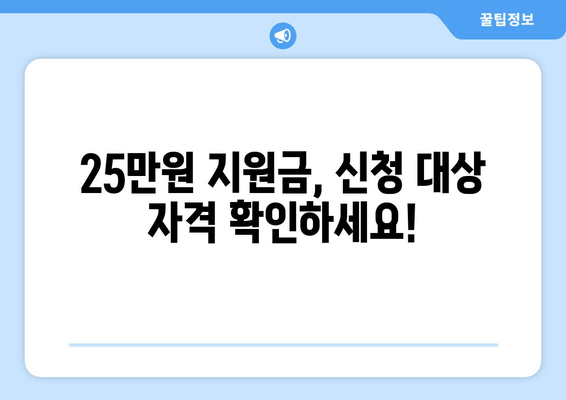 25만원 민생 지원금: 신청 대상 요약