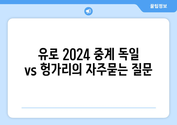 유로 2024 중계 독일 vs 헝가리