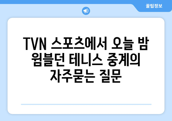 TVN 스포츠에서 오늘 밤 윔블던 테니스 중계