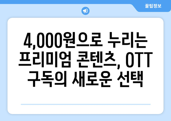 누누티비 없이 OTT를 4,000원에 구독하는 방법