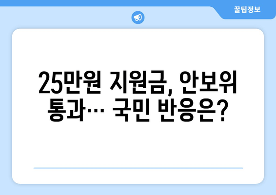 "25만원지원금" 논란이 국회 안보위 통과