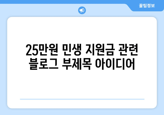 25만원 민생 지원금