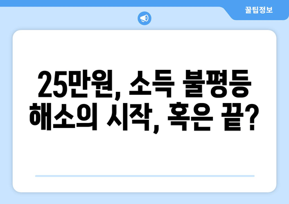 소득 불평등 해소를 위한 25만원: 이상적인 해법인가 실행 가능한 대책인가?