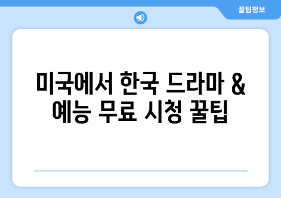 미국에서 한국 드라마와 예능 무료 시청법