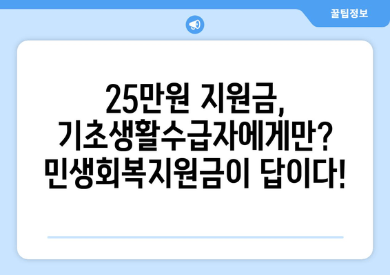 25만원 기초생활수급자 지원금 대안으로서의 민생회복지원금