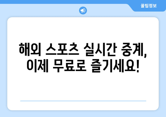 무료 해외 스포츠 중계 다시보기 및 실시간 시청 방법