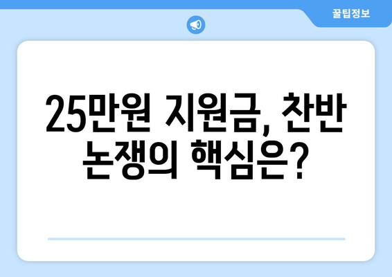 저소득층 지원의 과감한 시도: 25만원 지원금의 찬반 논쟁