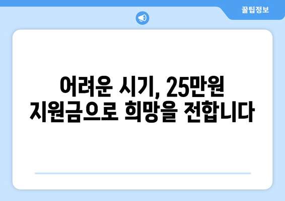 민생 고통 해소를 위한 25만원 지원금: 약속의 이행