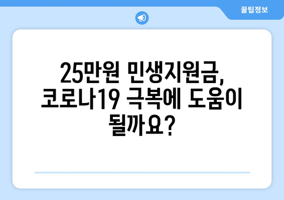 코로나19로 어려워진 가계 지원: 25만원 민생지원금