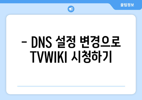 TVWIKI 우회 접속 DNS 설정 변경 방법