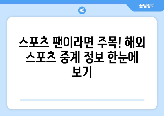 해외 스포츠 중계 및 실시간 중계 안내