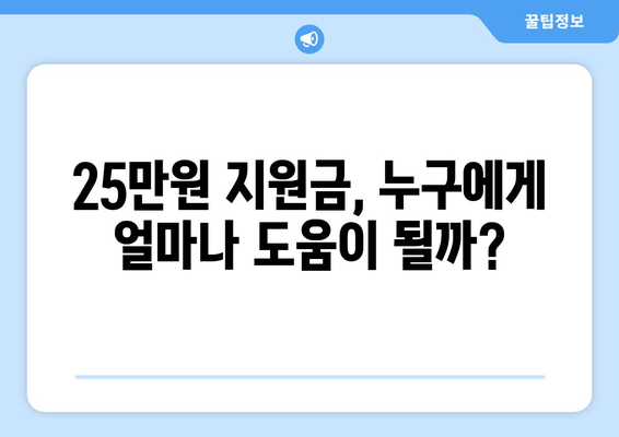 경제 회생의 원동력: 25만원 지원금에 거는 기대