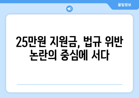 이재명의 25만원 지원금안, 법적 위반 가능성