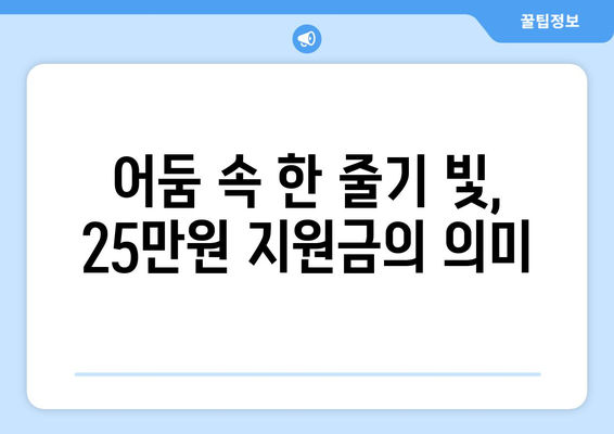 민생 회복을 이끄는 25만원 지원금: 어둠 속에서 밝은 별