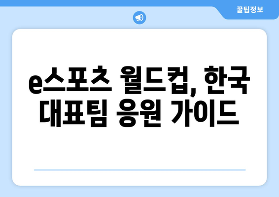 e스포츠 월드컵: 한국 경기 일정과 한국어 중계 안내