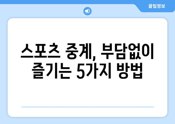 스포츠 중계 시청을 위한 예산 친화적 팁