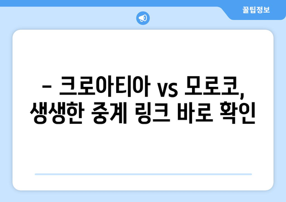 2024년 월드컵 크로아티아 vs 모로코 중계 링크 및 중계 플랫폼 안내