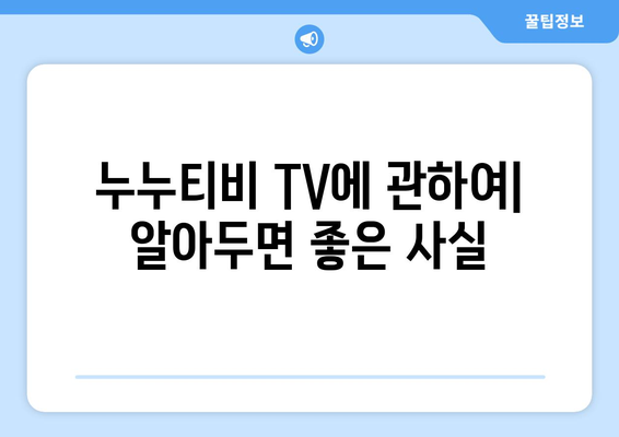 누누티비 TV에 관하여: 알아두면 좋은 사실