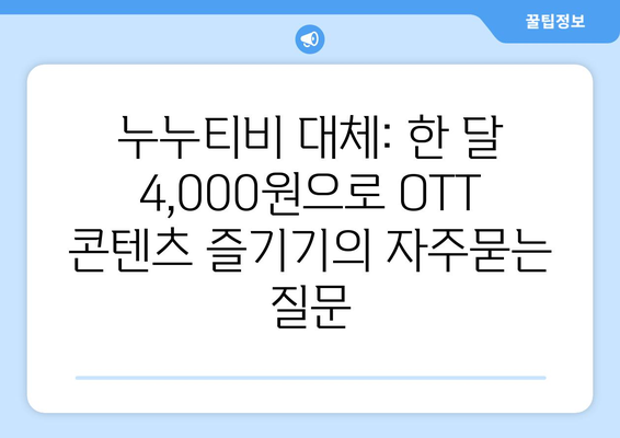 누누티비 대체: 한 달 4,000원으로 OTT 콘텐츠 즐기기