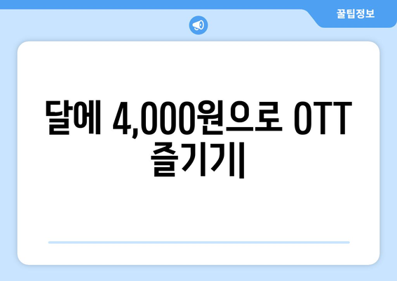 달에 4,000원으로 OTT 이용 가능한 플랫폼