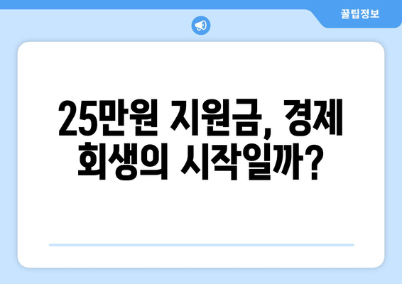 경제 회생의 원동력: 25만원 지원금에 거는 기대