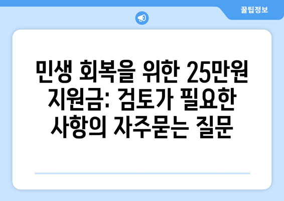 민생 회복을 위한 25만원 지원금: 검토가 필요한 사항