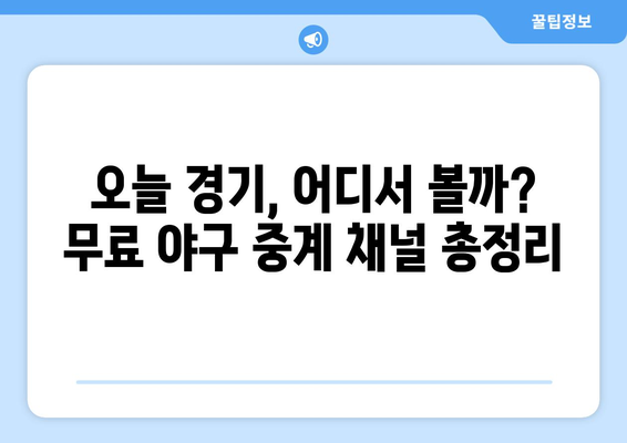 국내 야구 분석 및 무료 스포츠 중계 추천