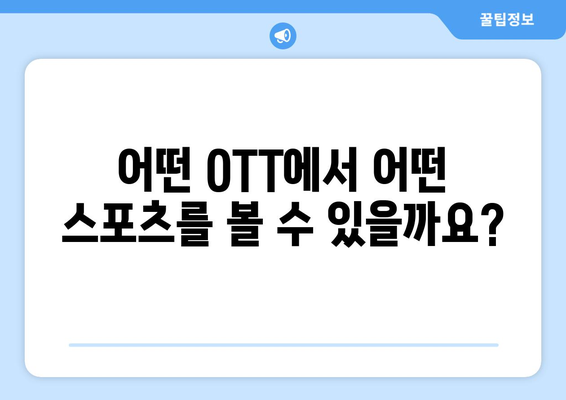 대한민국 스포츠 OTT 중계 채널 가이드