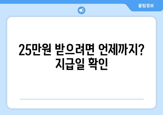 전국민 25만원 민생지원금: 지급일과 신청 절차