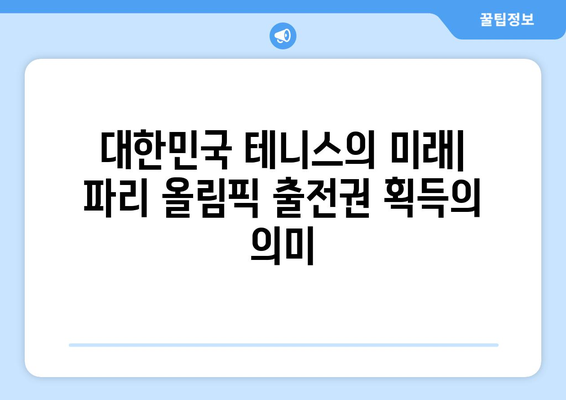 파리 올림픽 테니스: 올림픽 출전권 획득을 향한 마지막 무대