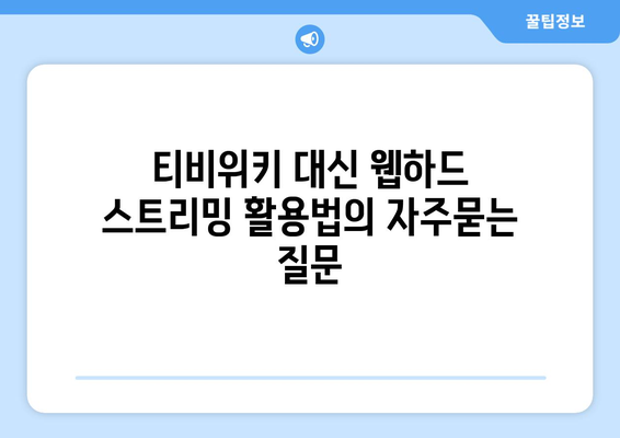 티비위키 대신 웹하드 스트리밍 활용법