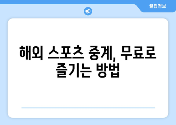 해외 스포츠 중계를 무료로 시청하는 방법