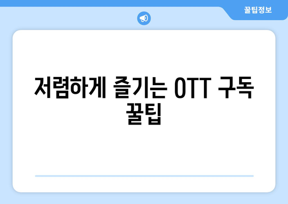 누누티비 없이 OTT를 4,000원에 구독하는 방법