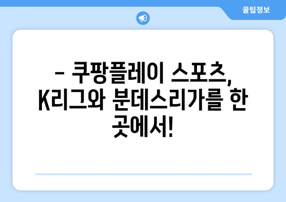 쿠팡플레이 스포츠: 2024년 K리그와 분데스리가 전 경기 중계