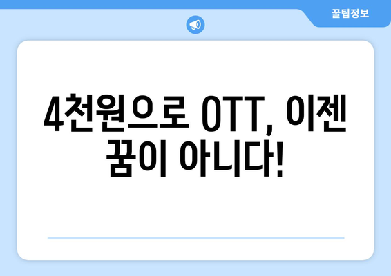 4,000원으로 OTT 가입하는 방법