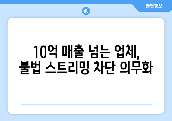 불법 스트리밍 사이트 규제: 매출 10억원 콘텐츠전송업체에 의무 부과