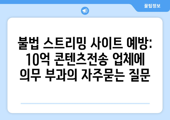 불법 스트리밍 사이트 예방: 10억 콘텐츠전송 업체에 의무 부과