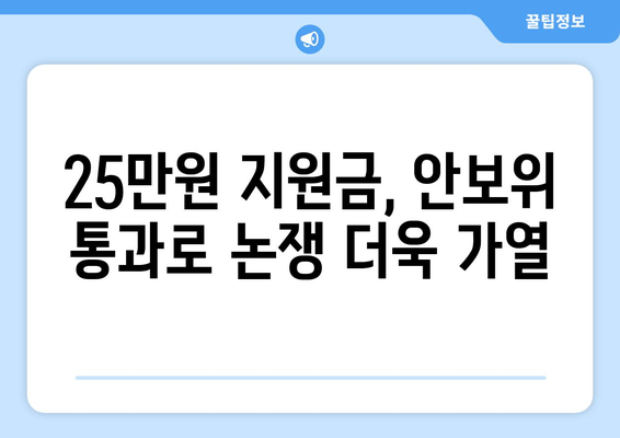 "25만원지원금" 논란이 국회 안보위 통과