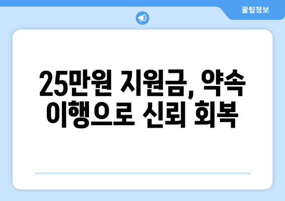 민생 고통 해소를 위한 25만원 지원금: 약속의 이행