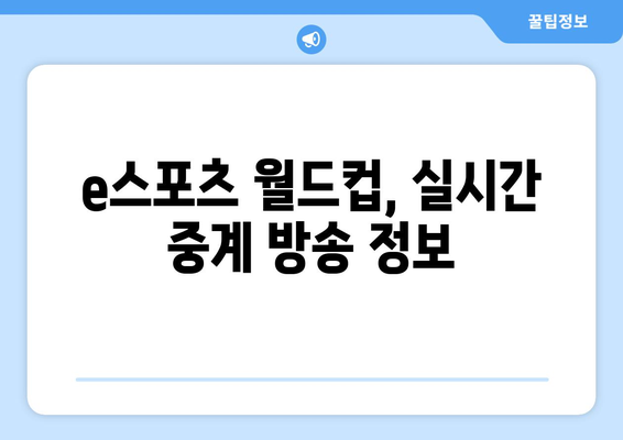 e스포츠 월드컵 조 편성과 한국어 중계 시청 안내