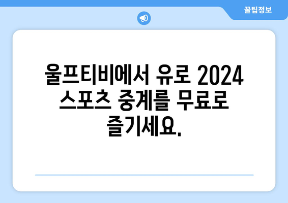 유로 2024: 울프티비에서 무료 해외 스포츠 중계 확인