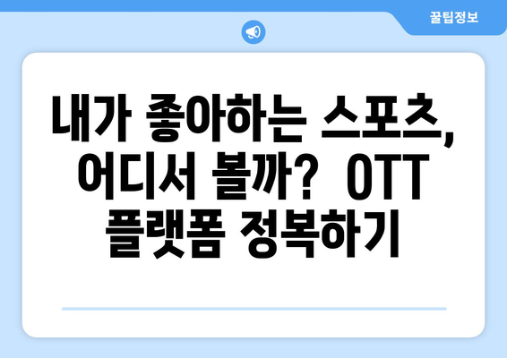 국내 OTT 스포츠 중계 채널 소개