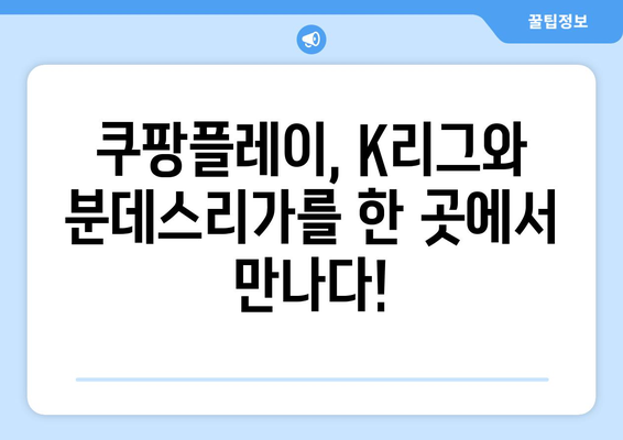 2024년 쿠팡플레이 스포츠: K리그·분데스리가 전 경기 중계