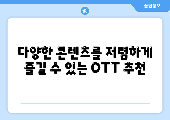 누누티비 대체 사이트: 합법적 OTT 옵션 추천